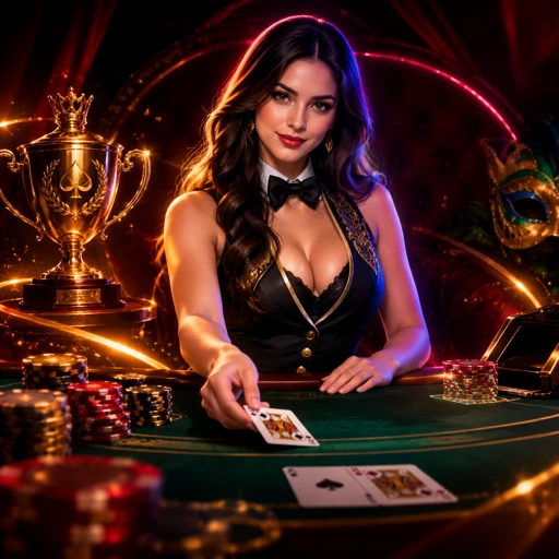 Mesa de blackjack ao vivo com cartas reais sendo distribuídas